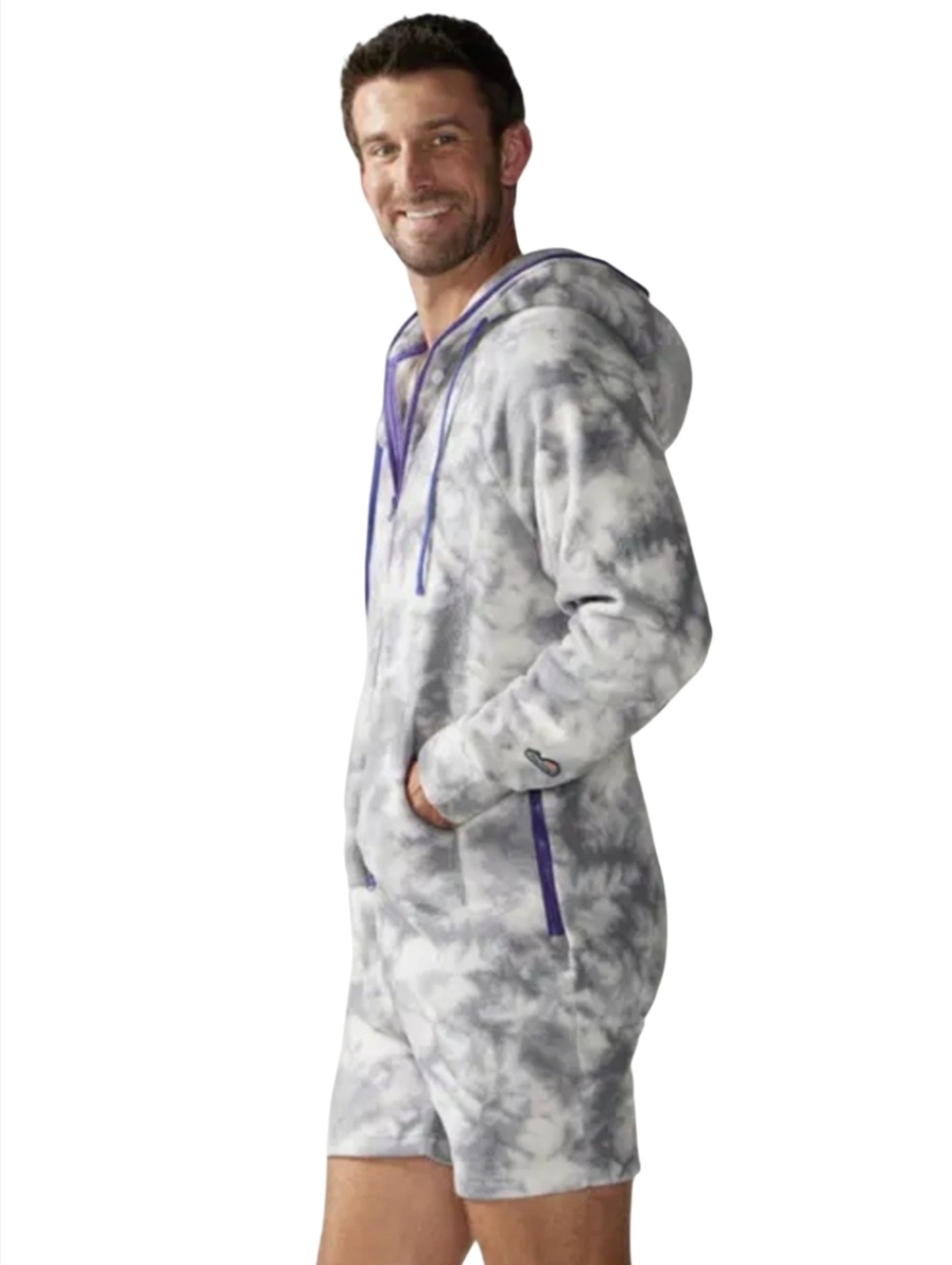 Chubbies The Dazed and Amused Men's Tie-Dye One-Piece Fleece Hooded Romper Frat